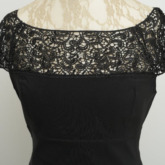 Le Chateau Lace Black Pencil Dress, Size 8 -10 - Picture 3 of 10